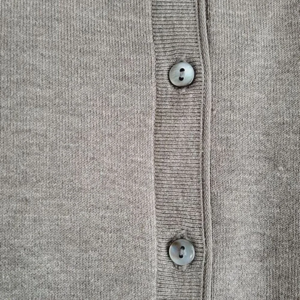 BANANA REPUBLIC Cardigan Button Down Silk Cotton Blend Green Grey Sz M Flawed - Picture 5 of 13